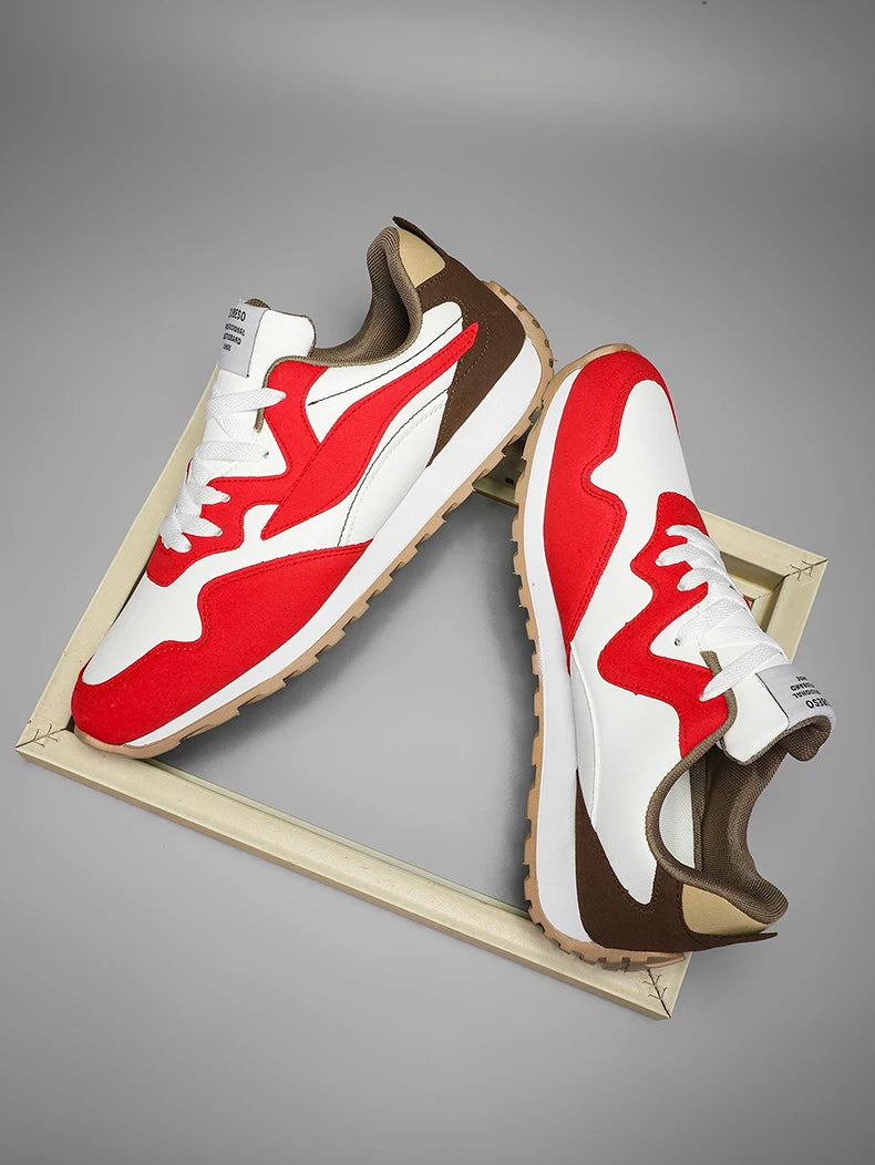 Men's Vulcanized Shoes Spring Autumn Comfortable Non Slip White Casual Sneakers Men Outdoor Retro Lace Up Platform Walking Shoes