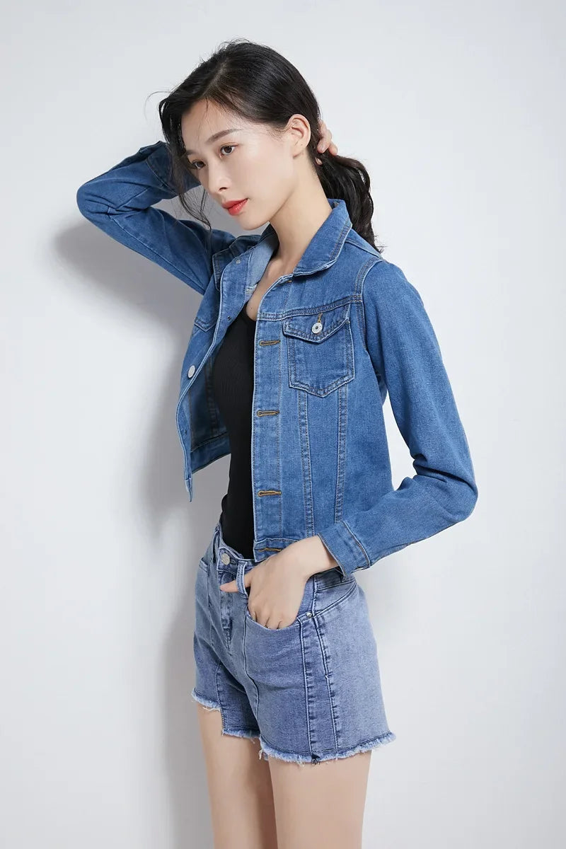 Trendy Denim Jacket For Women Cropped Slim Fit Spring Spring Colorful Student Top Popular On The Internet Versatile Clothing