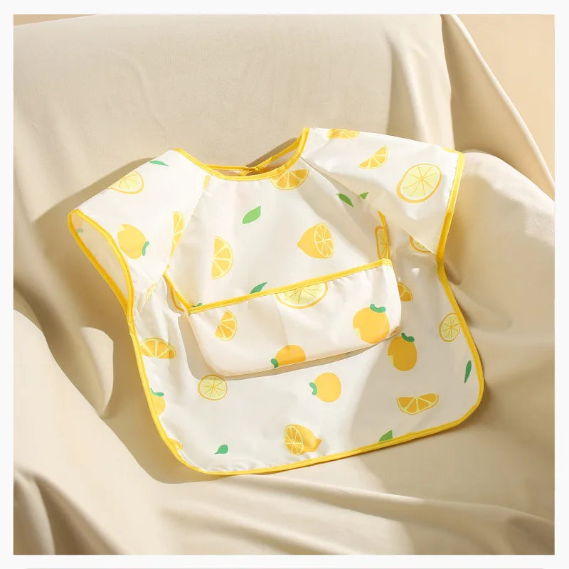 Short Sleeve Waterproof Baby Bibs Apron For Baby Kids Soft Feeding Bib Summer Baby Stuff Feeding Girls Boys Bibs Burp Cloths New