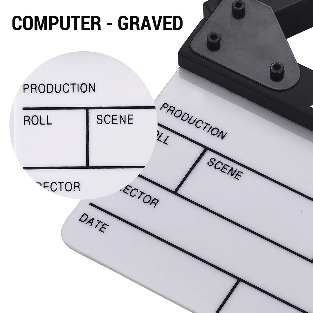 Andoer Compact Size Acrylic Clapboard Clapper Board Dry Erase Director TV Movie Film Cut Action Scene Clapper Board