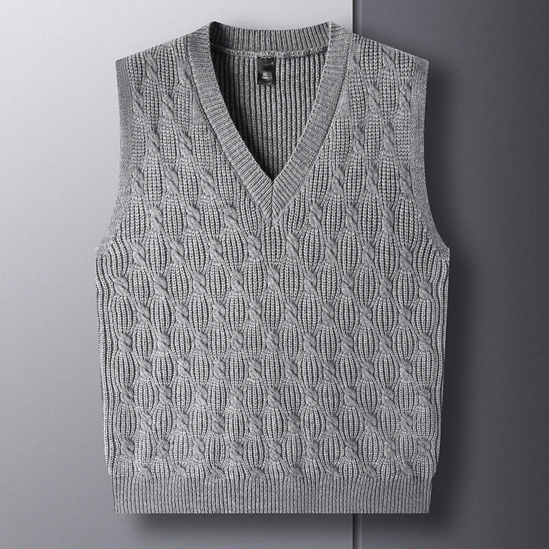 High End New Autum Winter Fashion Brand Knit Pullover V Neck Argyle Sweater Vest Mens Designer Sleeveless Casual Men Clothing