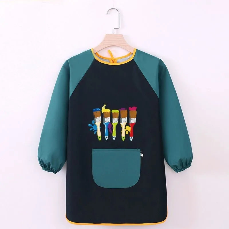 Kids Painting Apron Waterproof Art Smocks Child Girl Smocks for Painting Arts Aprons with Long Sleeve Uniform Xmas Birthday Gift