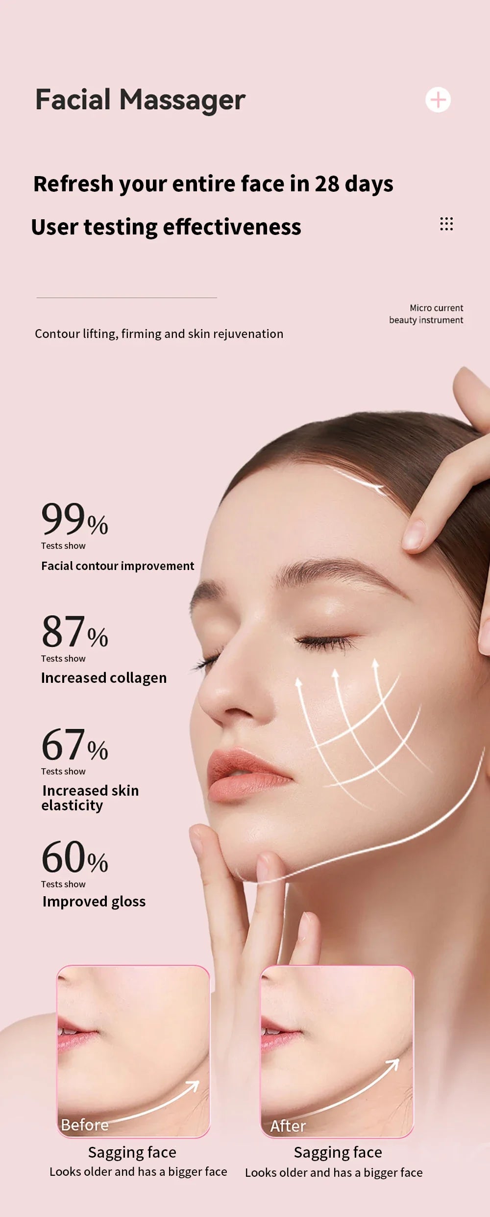 Face Lifting Machine Facial Massager Microcurrent Roller Charging Facial Anti Skin Tightening Wrinkle Rejuvenation Beauty tool