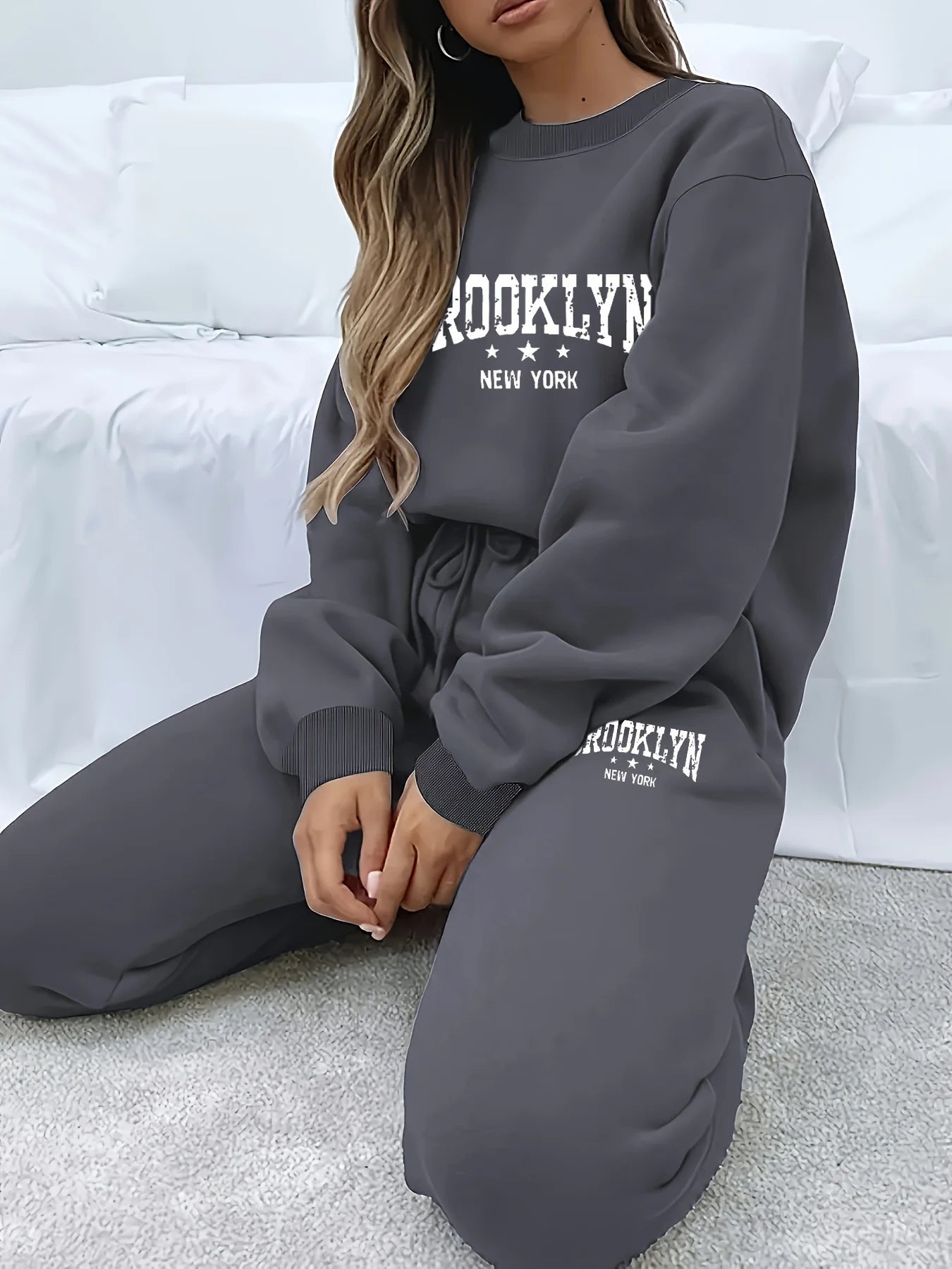 Autumn Winter Women's Sweater Pants Set Women Hoodie set Street Hip Hop Clothing Casual Female Clothing Plush sweatshirt