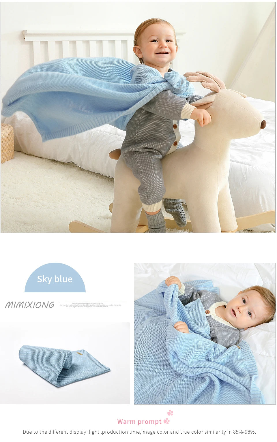 Baby Blankets 100*80cm Knit Newborn Boy Girl Month Stroller Bassinet Bedding Cradle Quilts Dual-Use Infant Netural Receiving Mat