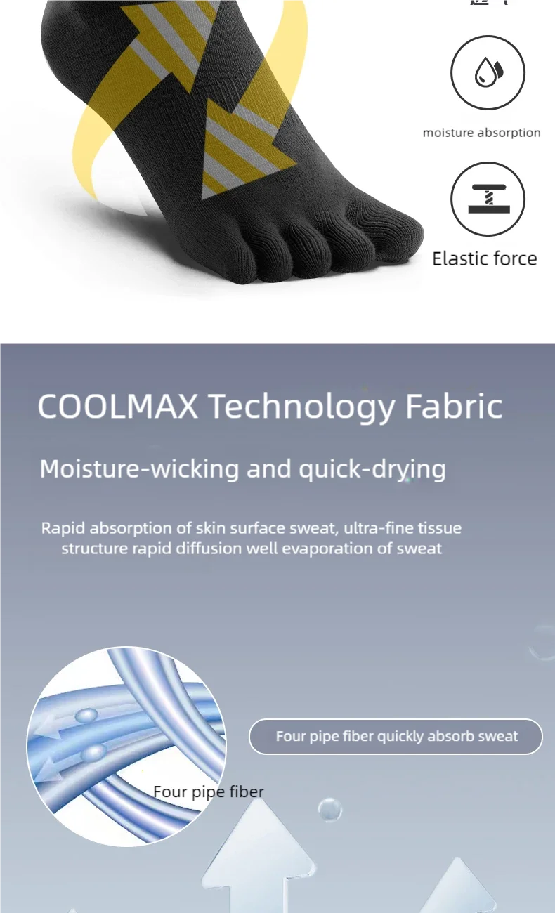 WRELS 1/3 Pairs COOLMAX Sports Five-toe Running Socks Quick-drying Breathable Anti-Blisters Marathon Toe Socks For Men And Women