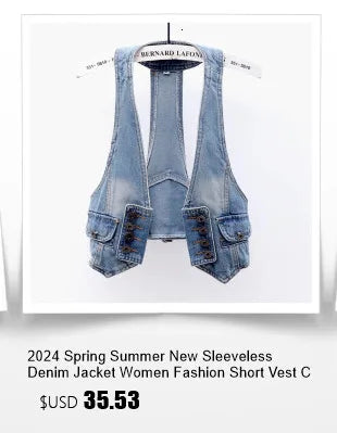 fashion Lace Beaded Denim Vest Women Cardigan 2025 New spring Sleeveless Jacket Fashion Loose Vintage jeans Waistcoat tide R359
