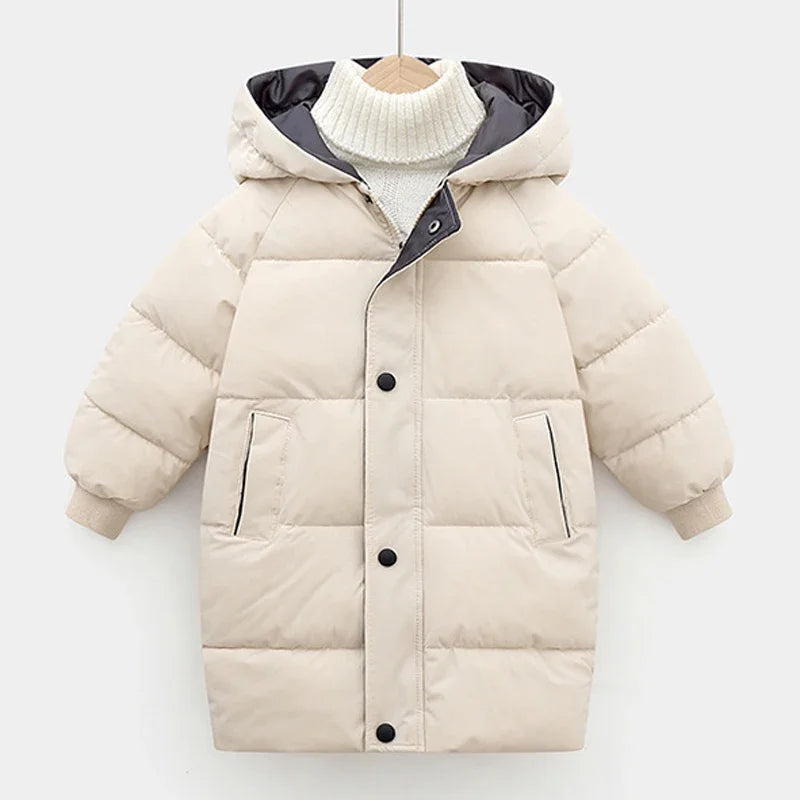 -30℃ Winter Kids Padded Jacket Children Thick Plus Velvet Warm Parkas Coat Boys Girls Fur Collar Hooded Cotton Clothes Outerwea