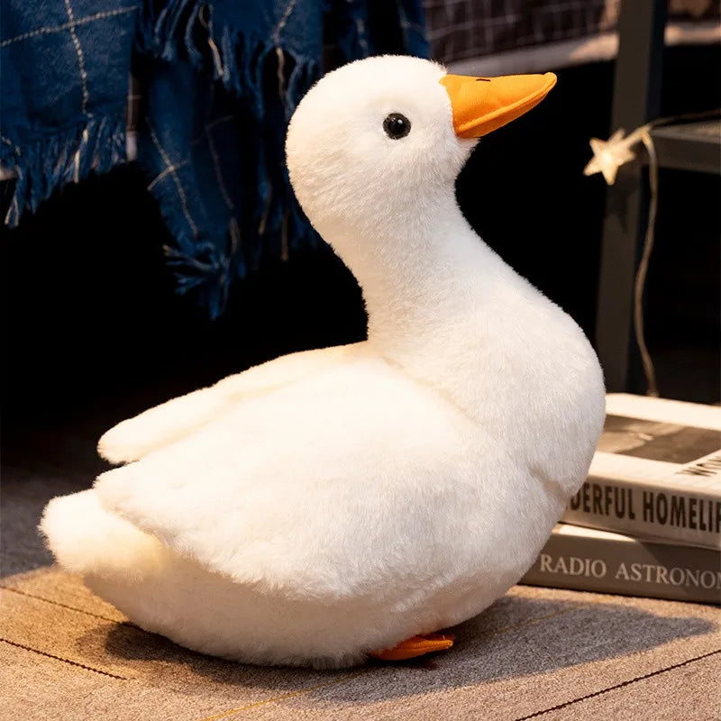 Kawaii Lifelike Duck Plush Toy Realistic Cute White Goose Stuffed Animal Toys Gifts For Kids Pets Simulated Duck Birthday Gifts