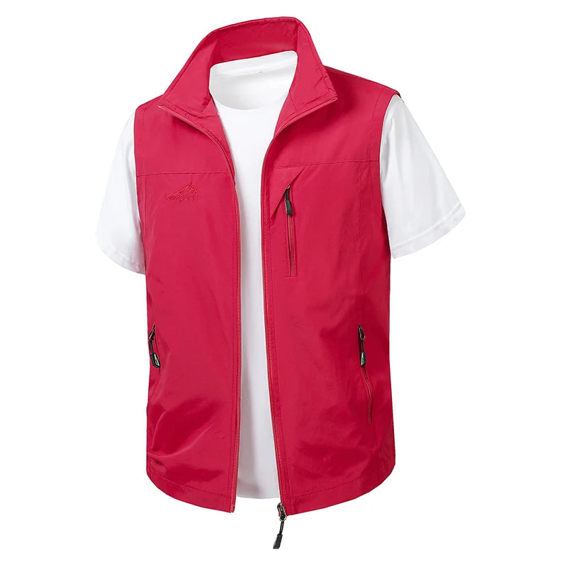 Outdoor Autumn Waistcoat Men Thin Waistcoat Spring Autumn Leisure Multi-pocket Waistcoat Sleeveless Coat Casual Daily Coat