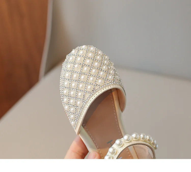 Girls LeatherShoesChildren's Crystal Shoes 2025Spring Summer New Little Girls Princess Shoes Fashion Shiny RhinestoneDance Shoes