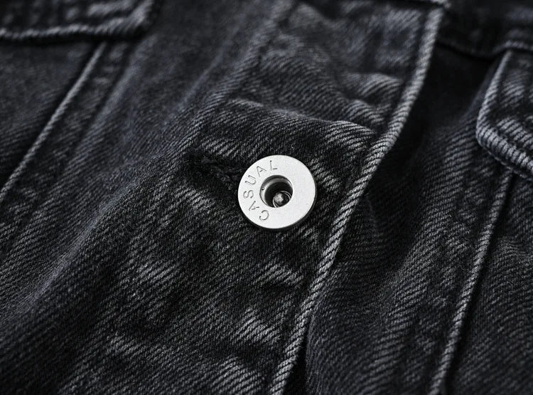 Women's Shorts Denim Jacket Fashion Casual Coat Black Lapel Single-breasted Long-sleeved Female Overcoat S M L XL XXL XXXL
