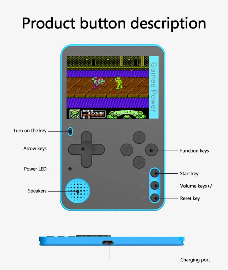 Ultra Thin K10 Retro Video Game Console Built-in 500 Classic Games 2.4 Inch Screen Portable Mini Handhled Game Player Game Boy
