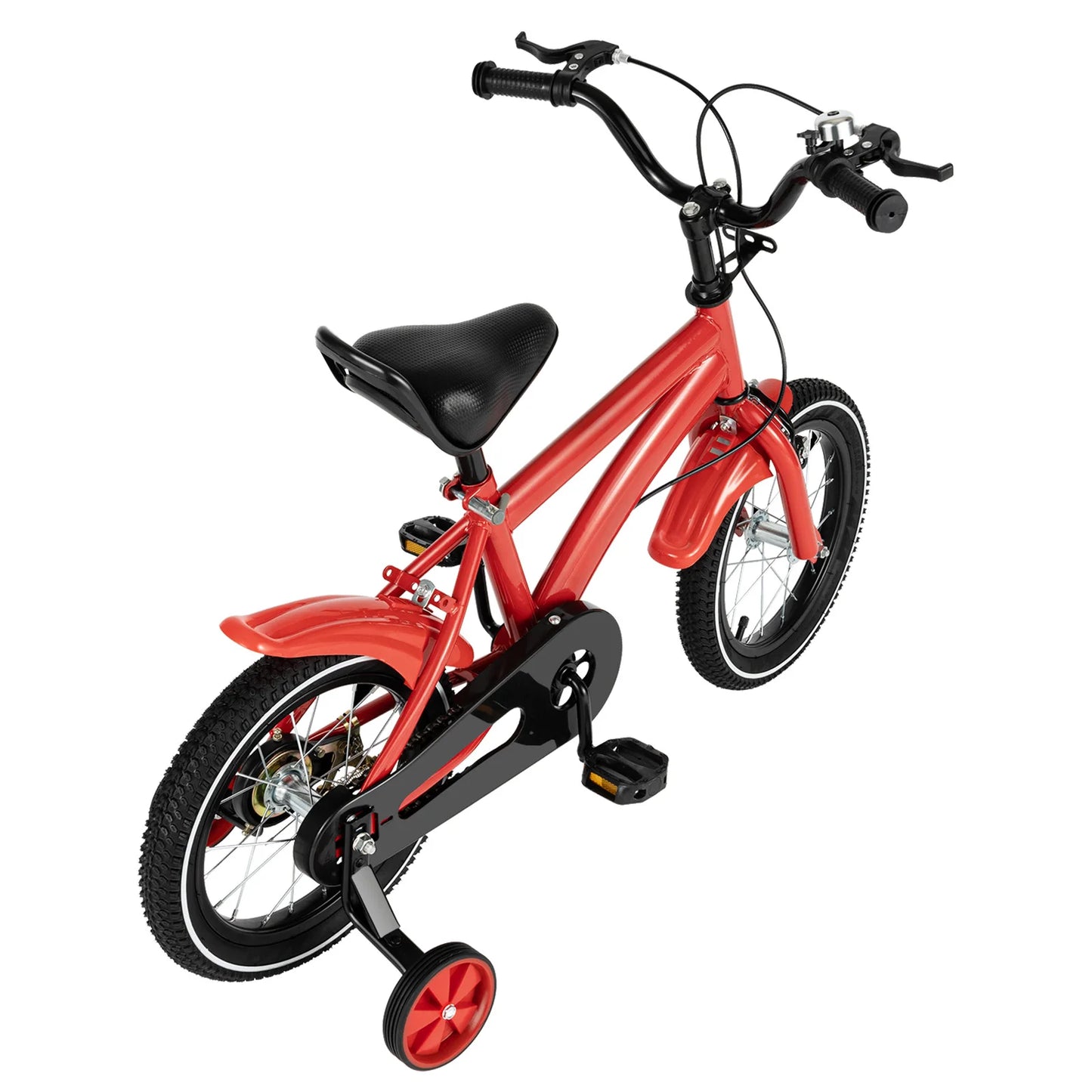 14 Inch Kids Bike Adjustable Seat Dual Brakes Children's Bicycle Load 50kg w/Training Wheels for Ages 2-4, Yellow/Blue/Red/White