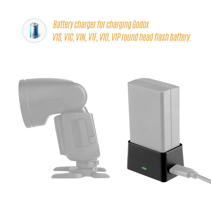 VC26 USB Battery Charger DC 5V Input DC 8.4V Output for Charging Godox V1S V1C V1N V1F V1O V1P Round Head Flash Battery