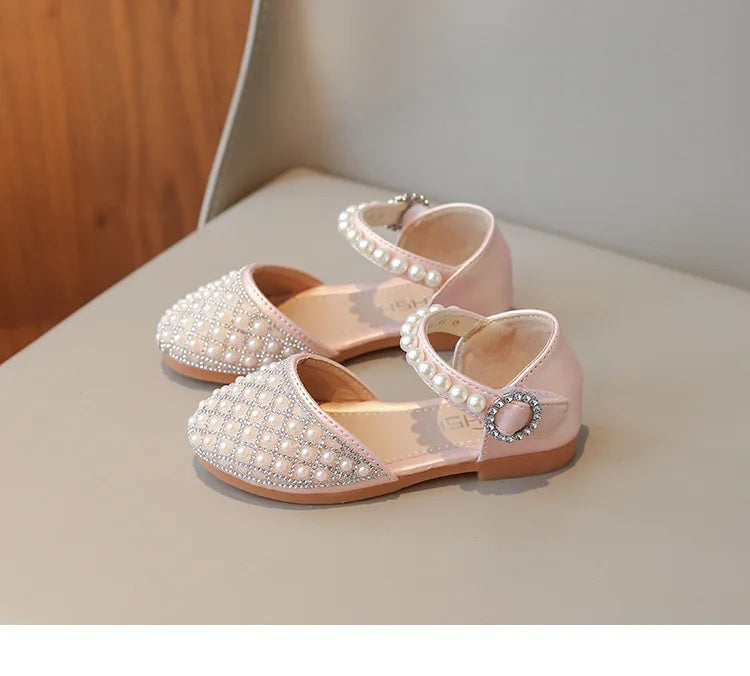 Girls LeatherShoesChildren's Crystal Shoes 2025Spring Summer New Little Girls Princess Shoes Fashion Shiny RhinestoneDance Shoes