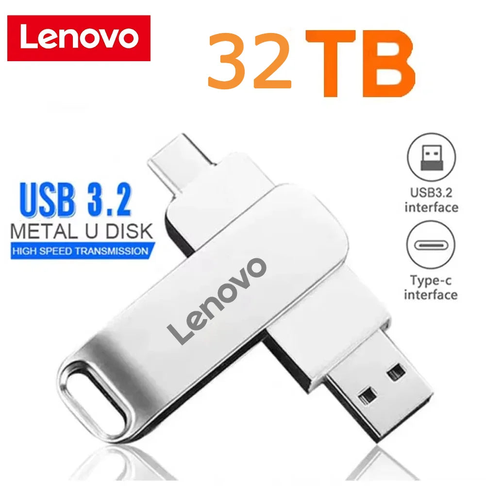 Lenovo Type C USB Flash Drives 2TB Pendrive USB 3.0 Interface Pen Drive OTC Large Capacity 16TB U Disk Memory Stick For Phone PC