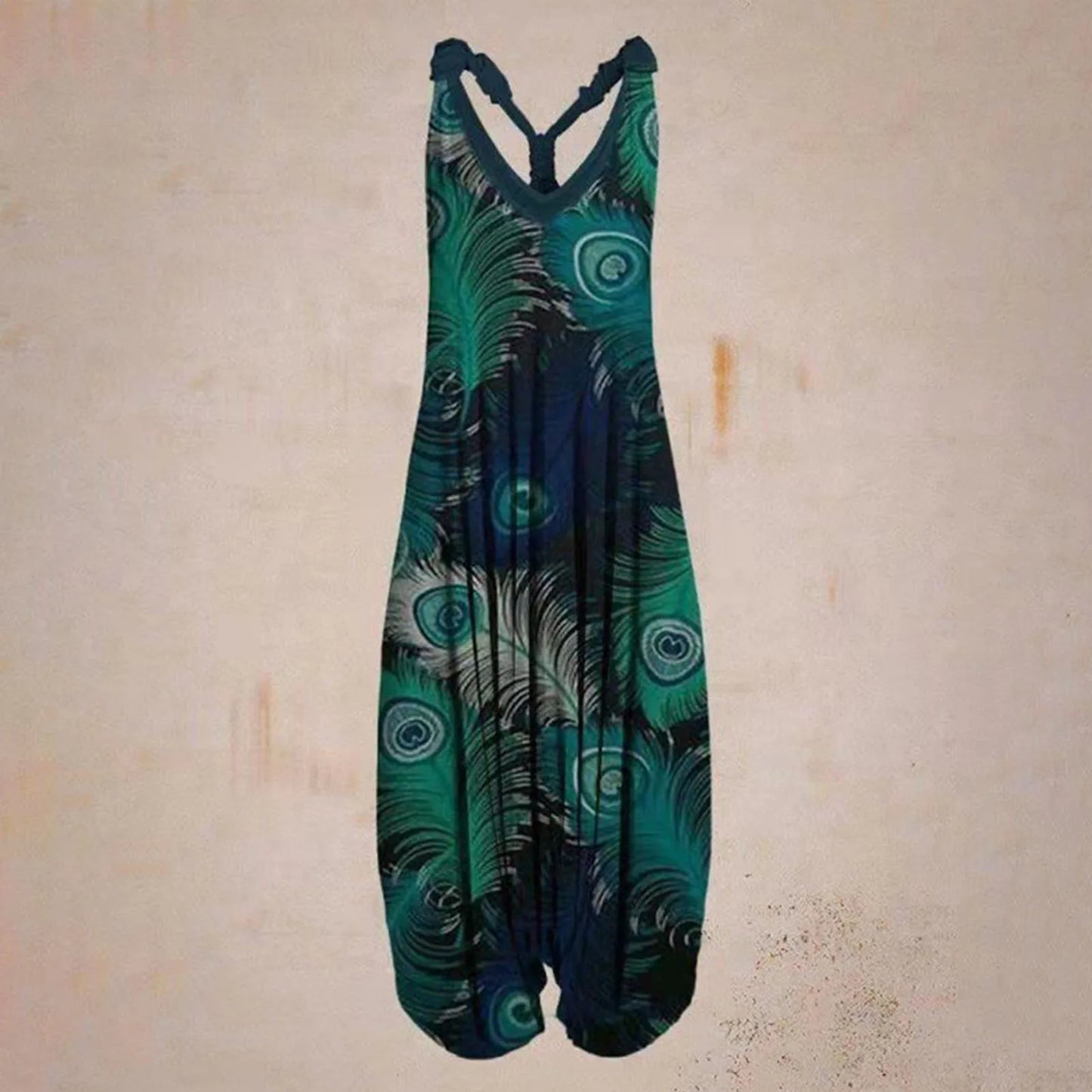 Vintage Womens Summer Playsuit Romper Jumpsuit Ladies Sleeveless Casual Floral Print Elegant High Waist Jumpsuits Комбинезоны