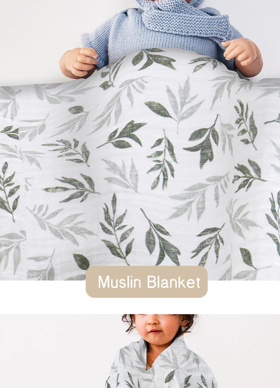 Elinfant 100% cotton 120*110cm 2 Layers Newborn Baby Bath Towel Wrap Muslin Swaddle Blankets Wholesale Dropshipping