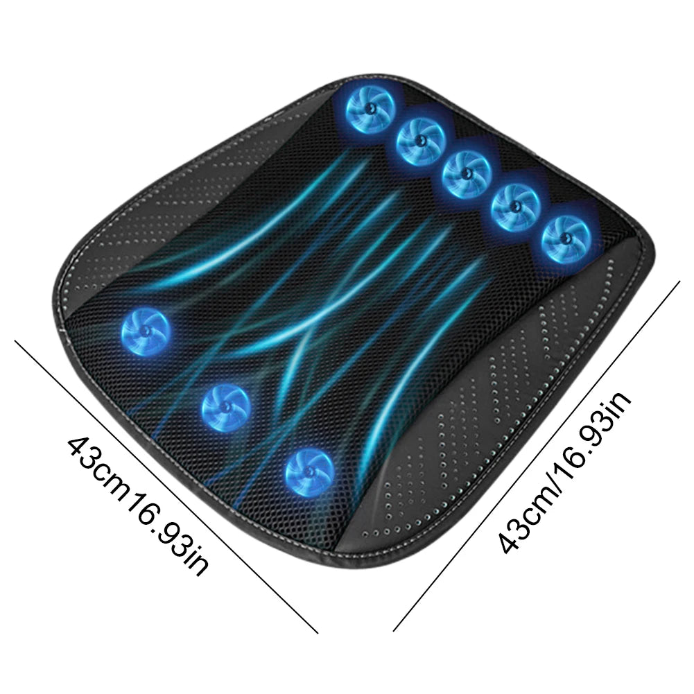 Car Cooling Cushion with Fan Universal Ice Silk Seat Cushion Blowing Ventilation Summer Cool Air Seat Cushion Car Interior Acces