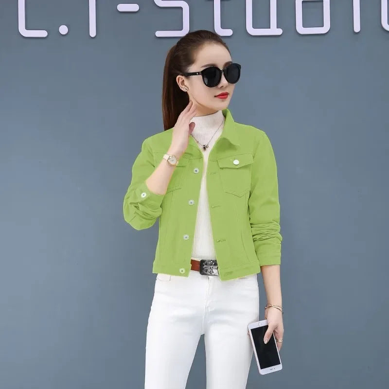 Trendy Denim Jacket For Women Cropped Slim Fit Spring Spring Colorful Student Top Popular On The Internet Versatile Clothing