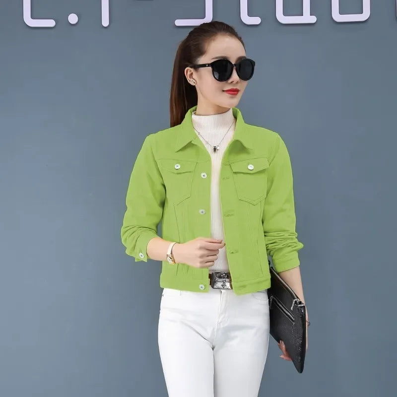 Trendy Denim Jacket For Women Cropped Slim Fit Spring Spring Colorful Student Top Popular On The Internet Versatile Clothing