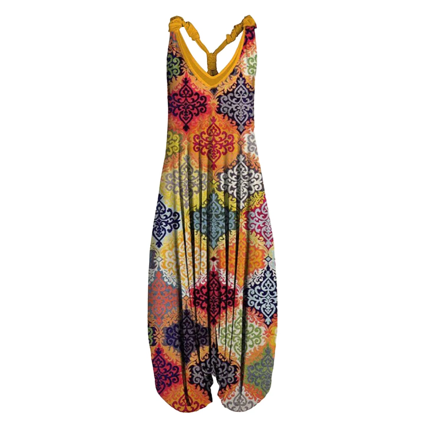 Vintage Womens Summer Playsuit Romper Jumpsuit Ladies Sleeveless Casual Floral Print Elegant High Waist Jumpsuits Комбинезоны