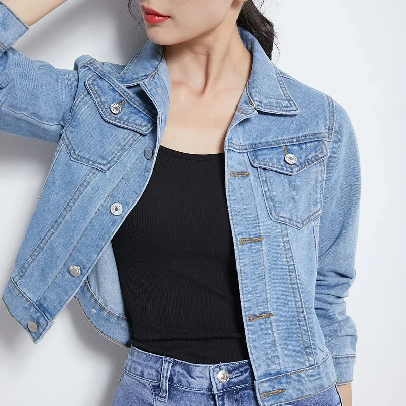 Trendy Denim Jacket For Women Cropped Slim Fit Spring Spring Colorful Student Top Popular On The Internet Versatile Clothing