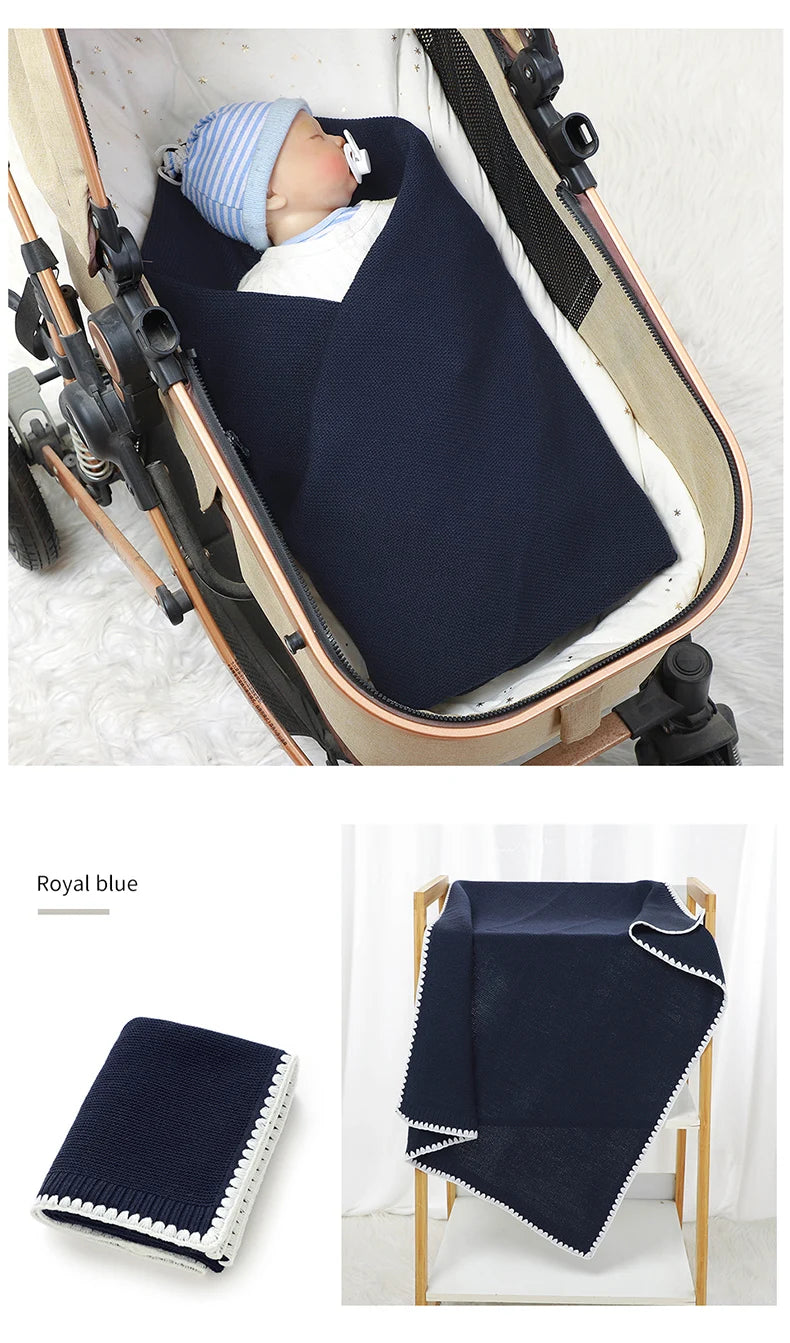 Baby Blankets Knitted Newborn Boy Girl Bedding Quilt 90*70CM Plaid Infant Stroller Swaddle Envelop Wrap Fashion Solid Super Soft