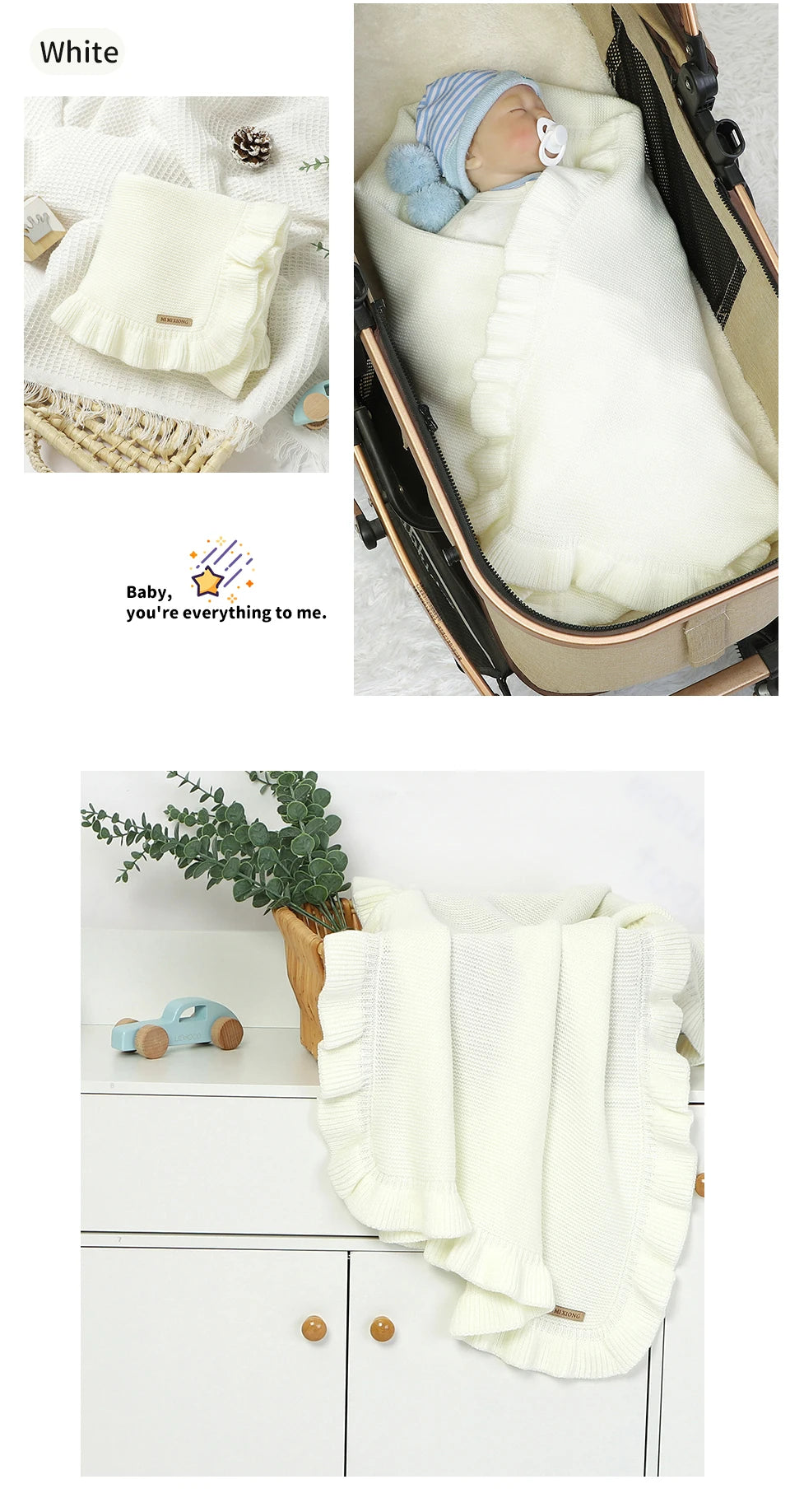 Baby Blankets 90*70cm Knitted Newborn Boys Girls Solid Stroller Swaddle Wrap Sleepsack Reversible Soft Infantil Receiving Quilts