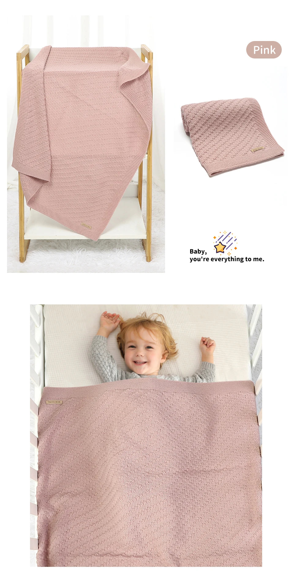 Solid Color 70 cm * 90 cm 0-24 Months Newborn Baby Swaddle Wraps Soft Infant Security Blankets Knitted Acrylic Baby Blankets