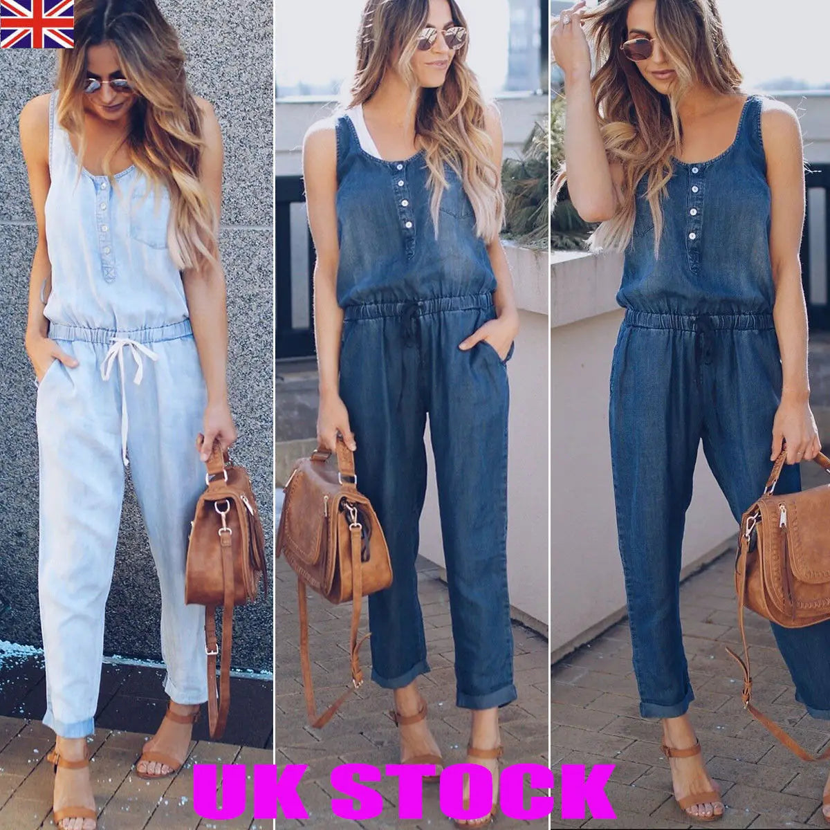 Summer Denim Jumpsuit For Women 2025 Fashion Sleeveless Button Vest Slim Drawstring Pant Jumpsuits High Street Women's Clothing