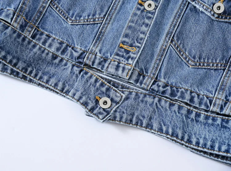 Women's Shorts Denim Jacket Fashion Casual Coat Black Lapel Single-breasted Long-sleeved Female Overcoat S M L XL XXL XXXL