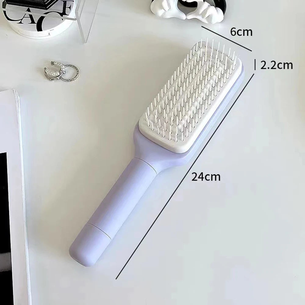 Self-Cleaning Scalp Massage Comb Air-bag Hair Comb Portable Anti-Detangling Hair Brush For Hair Styling One-key Cleaning Tools
