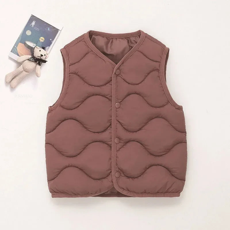 New Children Warm Cotton Vest Fashion Solid Boys Girls Baby Toddler Autumn Winter Waistcoats Casual Versatile Kids Clothing Tops