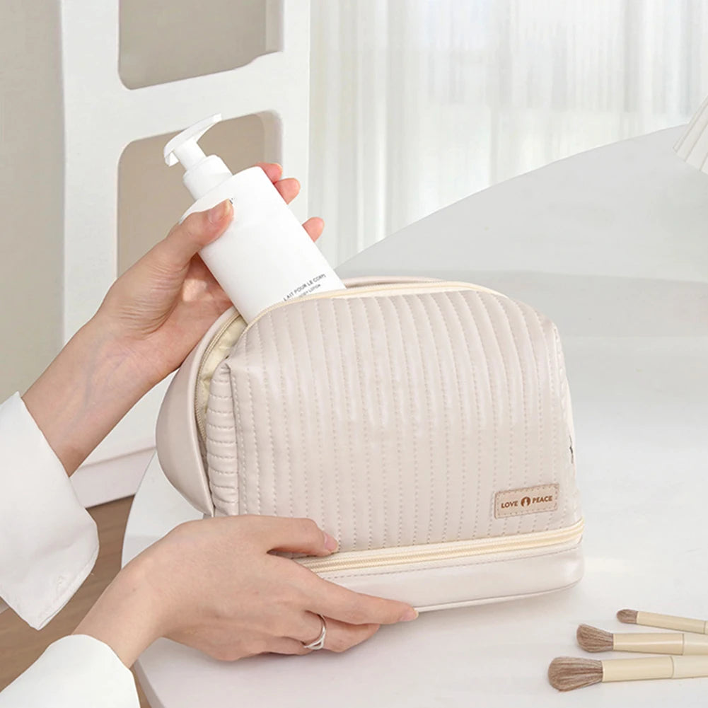 Girls Cosmetic Bag for Makeup PU Leather Make Up Organizer Case Handbag Women Travel Toiletry Storage Pouch Make Up Case