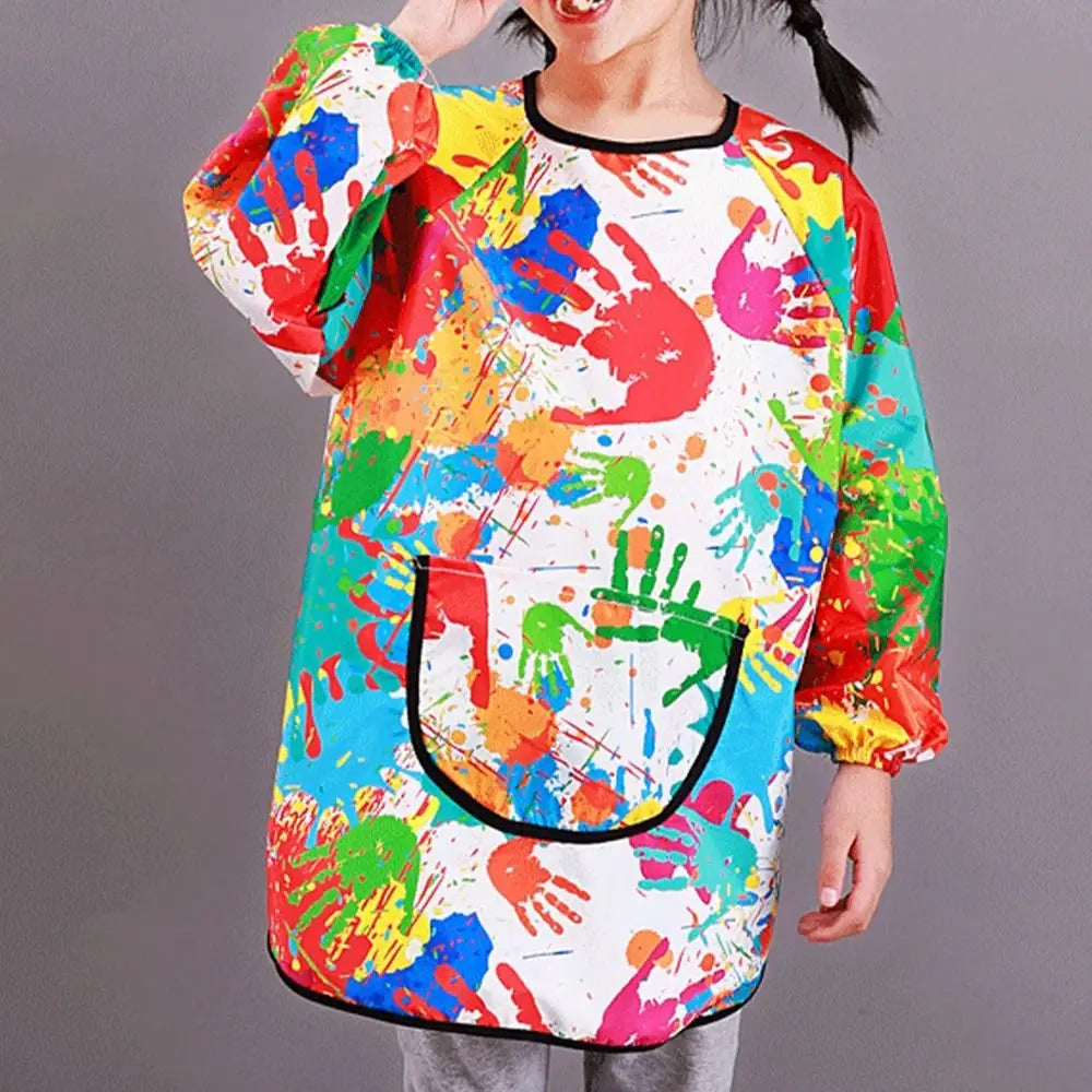 Children's Painting Waterproof Long Sleeved Cover Kindergarten Art Painting Reverse Dressing Baby Eating Bib Kids Apron