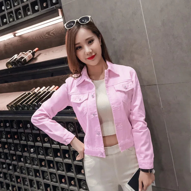 Trendy Denim Jacket For Women Cropped Slim Fit Spring Spring Colorful Student Top Popular On The Internet Versatile Clothing