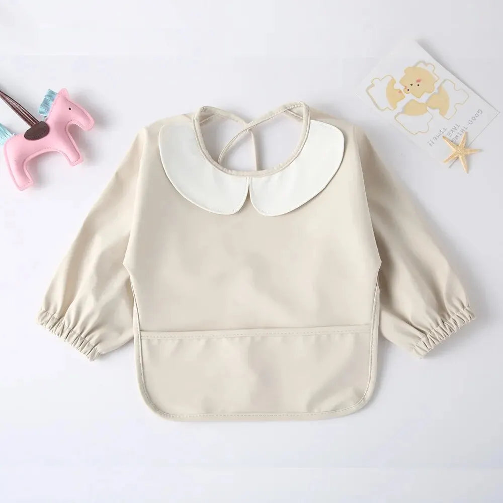 Baby Girls Apron Bibs Toddler Long Sleeve Scarf Waterproof Art Smock Feeding Bib Infant Boys Girls Kids Burp Cloth Bandana