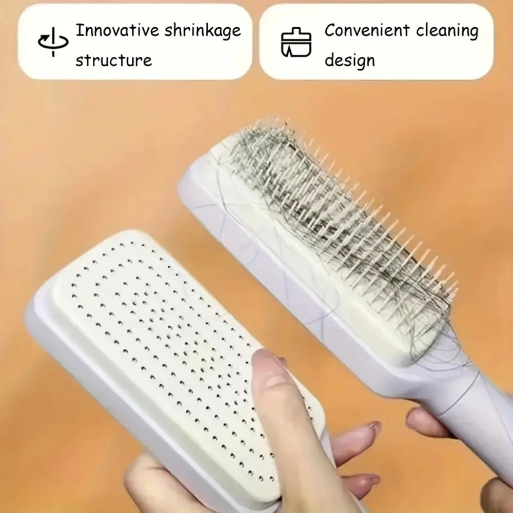 Self-Cleaning Scalp Massage Comb Air-bag Hair Comb Portable Anti-Detangling Hair Brush For Hair Styling One-key Cleaning Tools