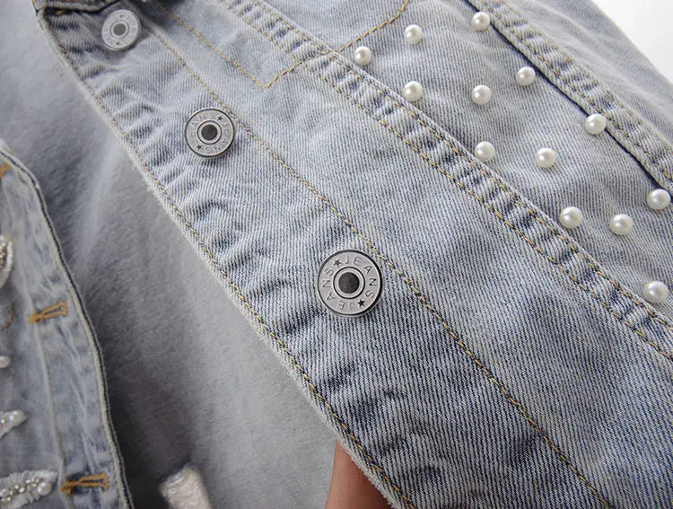 fashion Lace Beaded Denim Vest Women Cardigan 2025 New spring Sleeveless Jacket Fashion Loose Vintage jeans Waistcoat tide R359