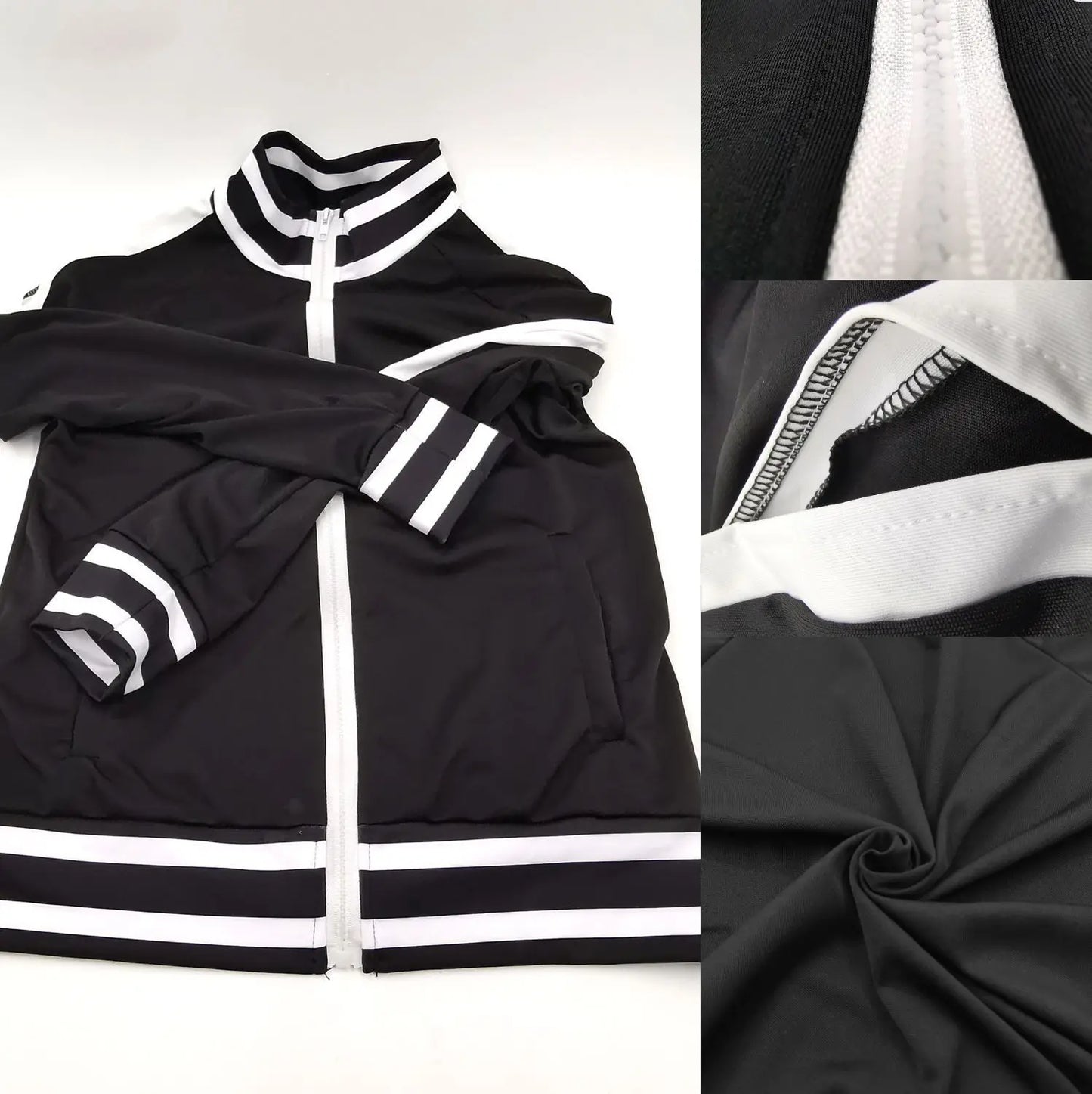 Women Pant Sets Tracksuit Zippers Jackets Striped Stand Collar Coats Pencil Pants Two Pieces Set Sports Casual Patchwork