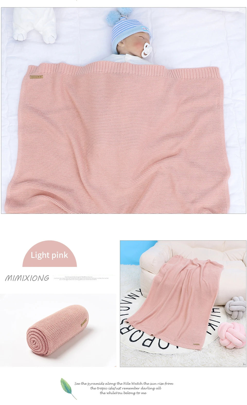 Baby Blankets 100*80cm Knit Newborn Boy Girl Month Stroller Bassinet Bedding Cradle Quilts Dual-Use Infant Netural Receiving Mat