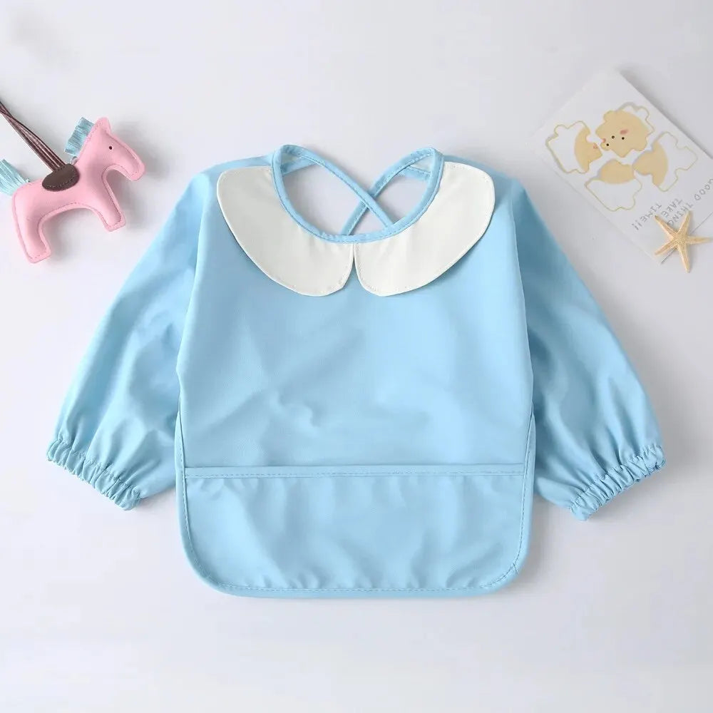 Baby Girls Apron Bibs Toddler Long Sleeve Scarf Waterproof Art Smock Feeding Bib Infant Boys Girls Kids Burp Cloth Bandana
