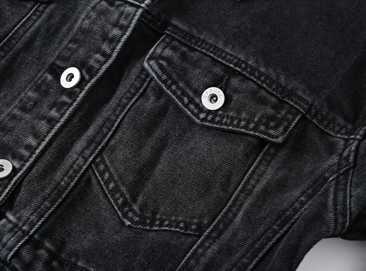 Women's Shorts Denim Jacket Fashion Casual Coat Black Lapel Single-breasted Long-sleeved Female Overcoat S M L XL XXL XXXL