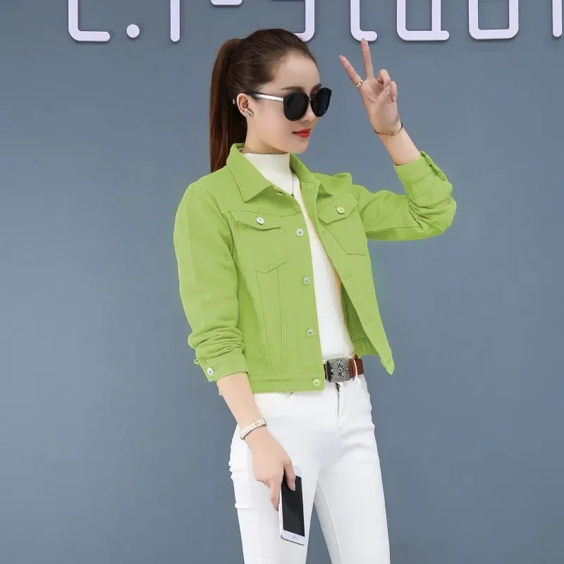 Trendy Denim Jacket For Women Cropped Slim Fit Spring Spring Colorful Student Top Popular On The Internet Versatile Clothing