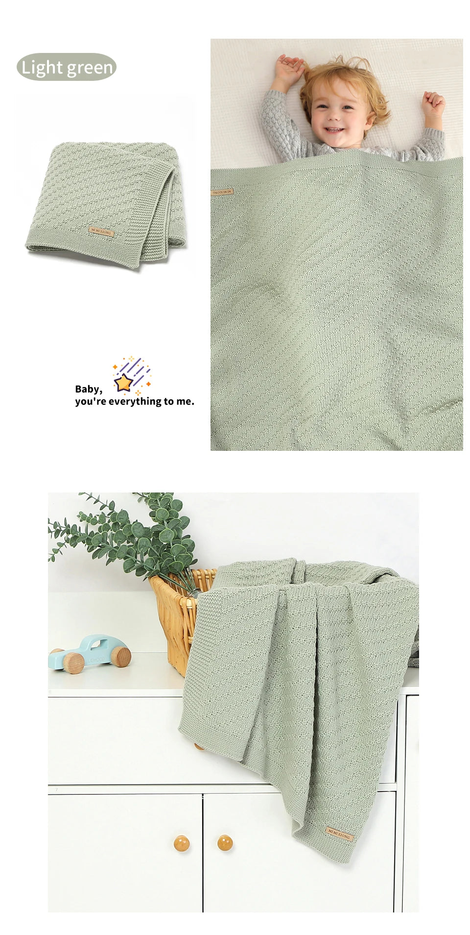 Solid Color 70 cm * 90 cm 0-24 Months Newborn Baby Swaddle Wraps Soft Infant Security Blankets Knitted Acrylic Baby Blankets