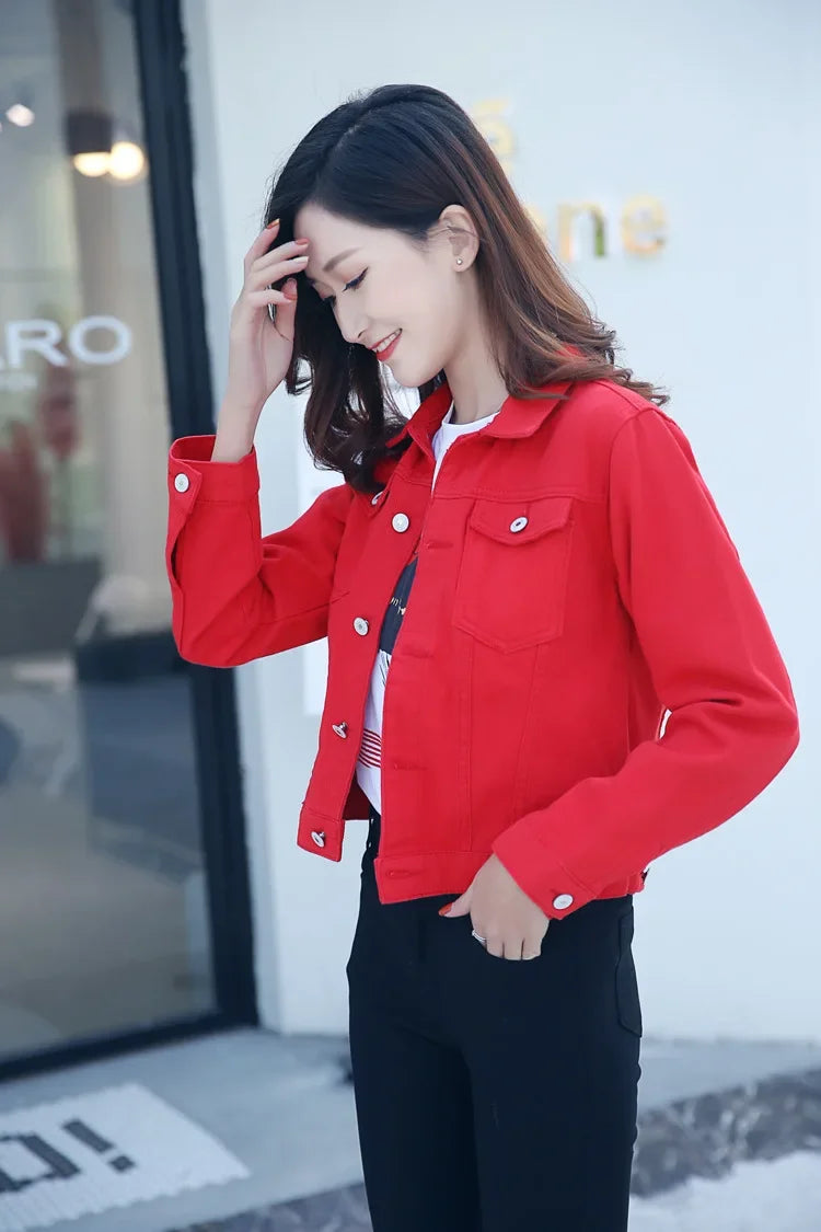 Trendy Denim Jacket For Women Cropped Slim Fit Spring Spring Colorful Student Top Popular On The Internet Versatile Clothing