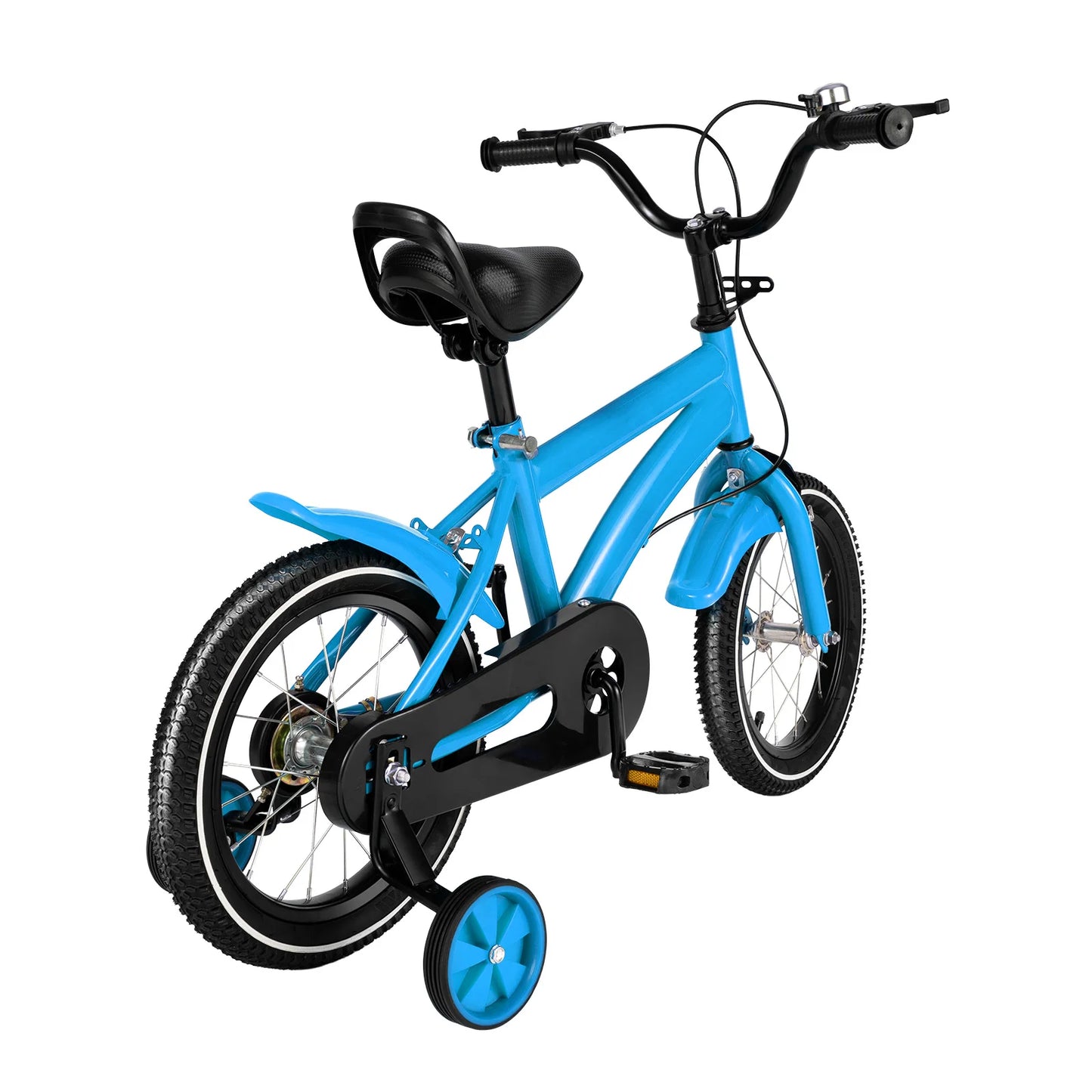 14 Inch Kids Bike Adjustable Seat Dual Brakes Children's Bicycle Load 50kg w/Training Wheels for Ages 2-4, Yellow/Blue/Red/White