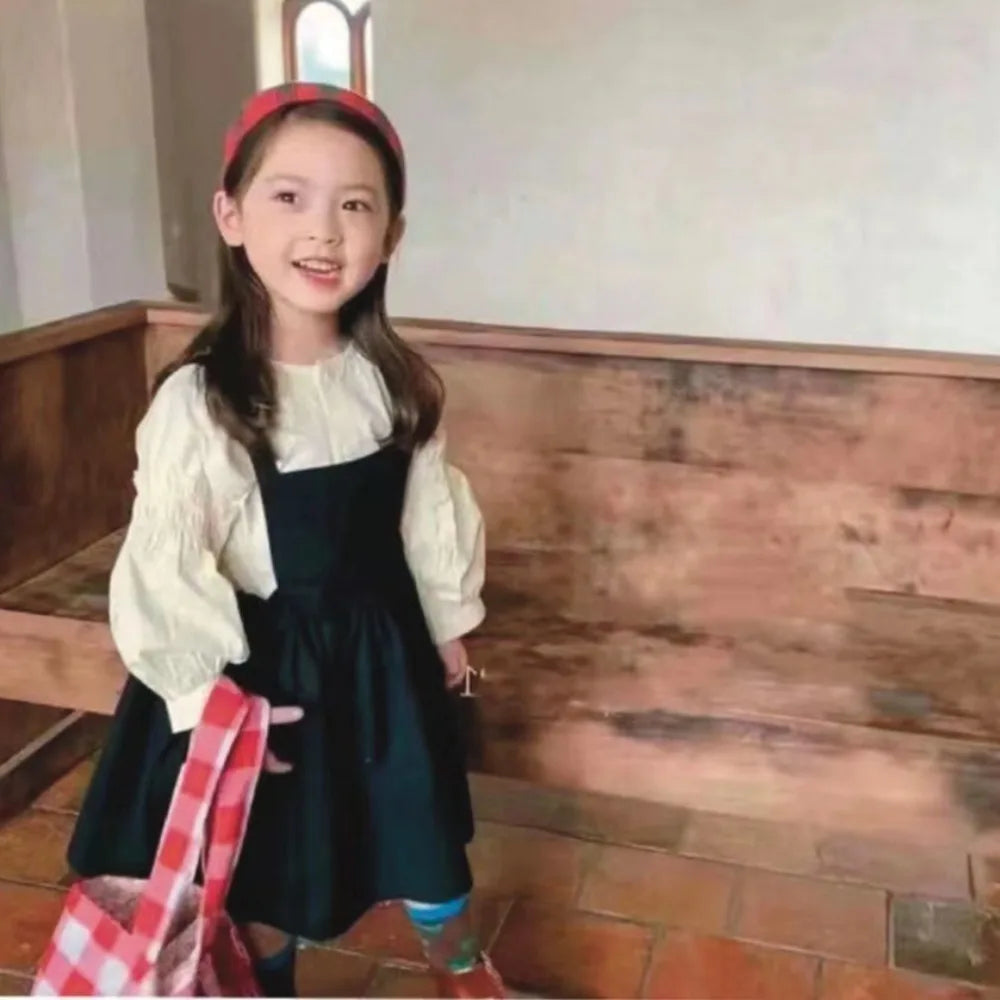 Kawaii Japanese Style Kids Apron Dress Solid Color Cotton Coffee Aprons Cross-back Soft Gardening Overalls Kitchen Accessories